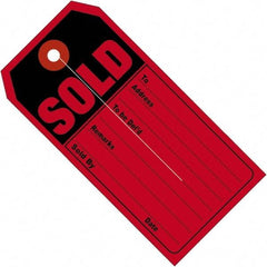 Made in USA - 4-3/4" High x 2-3/8" Long, Inventory, English Safety & Facility Numbered Tag - Red & Black Cardstock - USA Tool & Supply