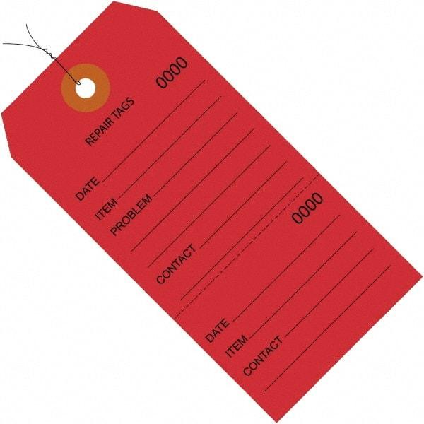 Made in USA - 6-1/4" High x 3-1/8" Long, Repair, English Safety & Facility Inspection Tag - Red Cardstock - USA Tool & Supply