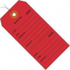 Made in USA - 6-1/4" High x 3-1/8" Long, Repair, English Safety & Facility Inspection Tag - Red Cardstock - USA Tool & Supply