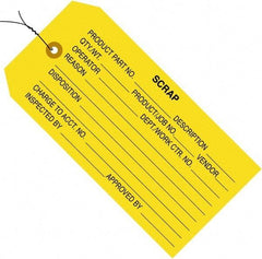 Made in USA - 4-3/4" High x 2-3/8" Long, Scrap, English Safety & Facility Inspection Tag - Yellow Cardstock - USA Tool & Supply