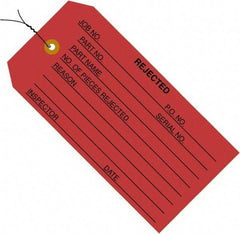 Made in USA - 4-3/4" High x 2-3/8" Long, REJECTED, English Safety & Facility Inspection Tag - Red Cardstock - USA Tool & Supply