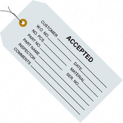 Made in USA - 4-3/4" High x 2-3/8" Long, ACCEPTED, English Safety & Facility Inspection Tag - Blue Cardstock - USA Tool & Supply