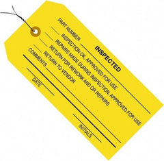 Made in USA - 4-3/4" High x 2-3/8" Long, ACCEPTED, English Safety & Facility Inspection Tag - Yellow Cardstock - USA Tool & Supply
