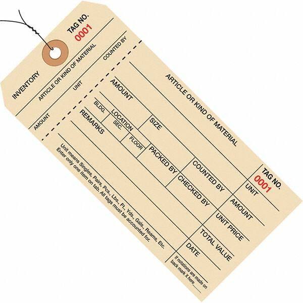 Made in USA - 6-1/4" High x 3-1/8" Long, Inventory, English Safety & Facility Numbered Tag - Manila Cardstock - USA Tool & Supply