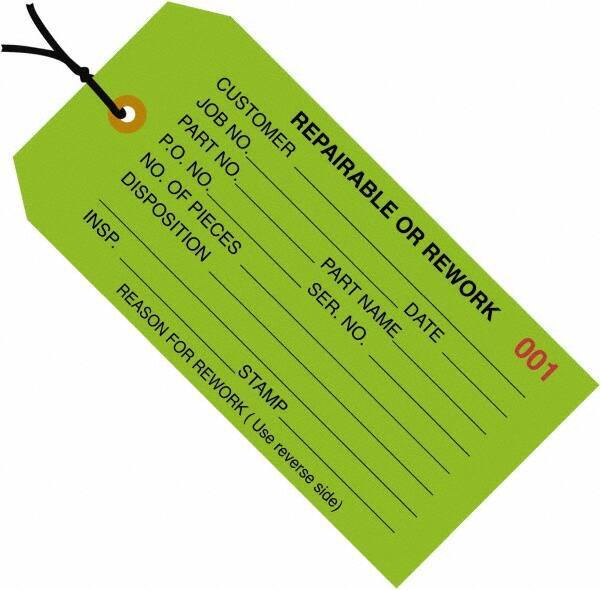 Made in USA - 4-3/4" High x 2-3/8" Long, Safety & Facility Blank Tag - Green Cardstock - USA Tool & Supply