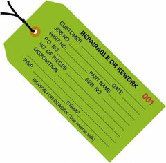 Made in USA - 4-3/4" High x 2-3/8" Long, Safety & Facility Blank Tag - Green Cardstock - USA Tool & Supply
