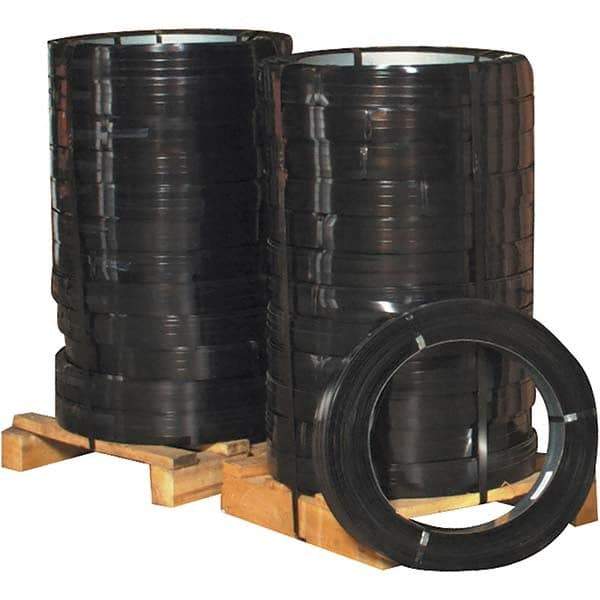 Made in USA - 760' Long x 1-1/4" Wide, Ribbon Wound Coil Steel Strapping - 5,500 Lb Capacity, 0.031" Thick - USA Tool & Supply