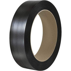 Made in USA - 1,800' Long x 5/8" Wide, Coil Case Polyester Hand Strapping - 1,100 Lb Capacity, 0.03" Thick - USA Tool & Supply
