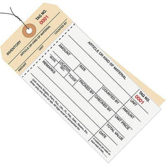 Made in USA - 6-1/4" High x 3-1/8" Long, Inventory, English Safety & Facility Numbered Tag - White & Manila Cardstock - USA Tool & Supply