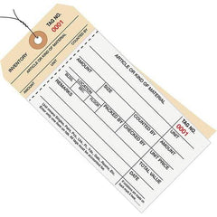 Made in USA - 6-1/4" High x 3-1/8" Long, Inventory, English Safety & Facility Numbered Tag - White & Manila Cardstock - USA Tool & Supply