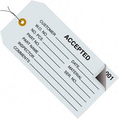 Made in USA - 4-3/4" High x 2-3/8" Long, Inventory, English Safety & Facility Numbered Tag - Blue Cardstock - USA Tool & Supply