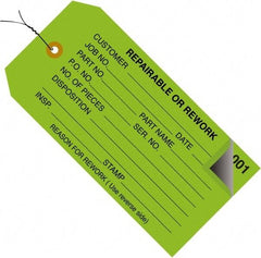 Made in USA - 4-3/4" High x 2-3/8" Long, Inventory, English Safety & Facility Numbered Tag - Green Cardstock - USA Tool & Supply