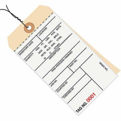 Made in USA - 6-1/4" High x 3-1/8" Long, Inventory, English Safety & Facility Numbered Tag - White & Manila Cardstock - USA Tool & Supply