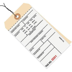 Made in USA - 6-1/4" High x 3-1/8" Long, Inventory, English Safety & Facility Numbered Tag - White & Manila Cardstock - USA Tool & Supply