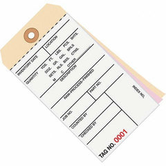 Made in USA - 6-1/4" High x 3-1/8" Long, Inventory, English Safety & Facility Numbered Tag - White & Manila Cardstock - USA Tool & Supply