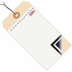 Made in USA - 6-1/4" High x 3-1/8" Long, Inventory, English Safety & Facility Numbered Tag - White & Manila Cardstock - USA Tool & Supply