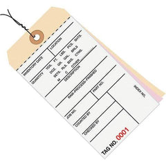 Made in USA - 6-1/4" High x 3-1/8" Long, Inventory, English Safety & Facility Numbered Tag - White & Manila Cardstock - USA Tool & Supply