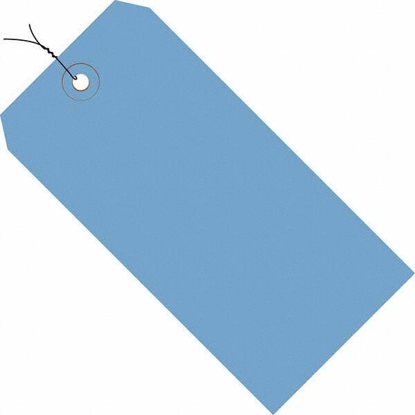 Made in USA - 3-3/4" High x 1-7/8" Long, Safety & Facility Blank Tag - Dark Blue Cardstock - USA Tool & Supply