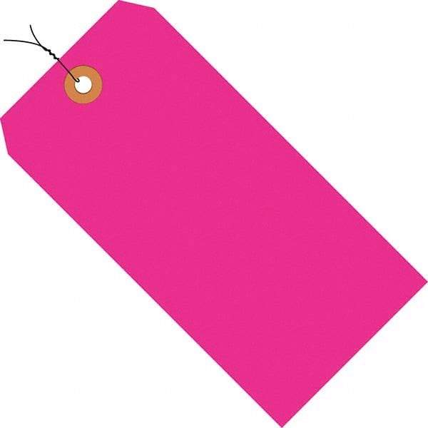 Made in USA - 5-1/4" High x 2-5/8" Long, Safety & Facility Blank Tag - Fluorescent Pink Cardstock - USA Tool & Supply