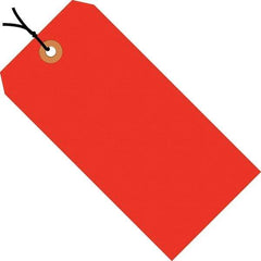 Made in USA - 3-1/4" High x 1-5/8" Long, Safety & Facility Blank Tag - Fluorescent Red Cardstock - USA Tool & Supply