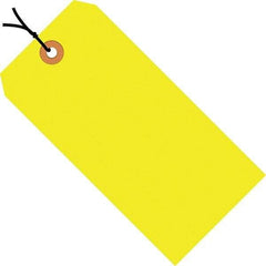 Made in USA - 4-3/4" High x 2-3/8" Long, Safety & Facility Blank Tag - Fluorescent Yellow Cardstock - USA Tool & Supply