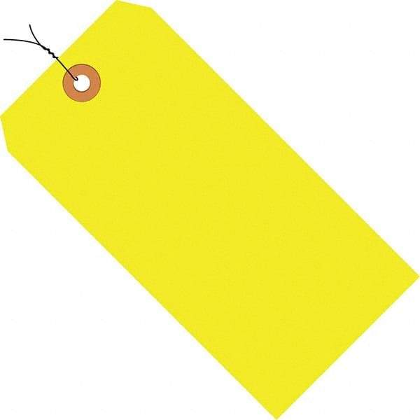 Made in USA - 5-1/4" High x 2-5/8" Long, Safety & Facility Blank Tag - Fluorescent Yellow Cardstock - USA Tool & Supply