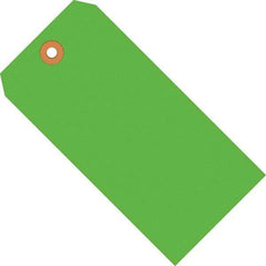 Made in USA - 4-3/4" High x 2-3/8" Long, Safety & Facility Blank Tag - Fluorescent Green Cardstock - USA Tool & Supply
