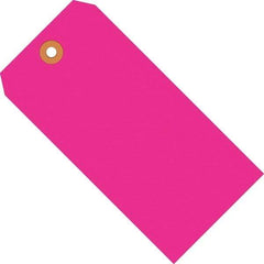 Made in USA - 3-3/4" High x 1-7/8" Long, Safety & Facility Blank Tag - Fluorescent Pink Cardstock - USA Tool & Supply