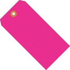 Made in USA - 5-1/4" High x 2-5/8" Long, Safety & Facility Blank Tag - Fluorescent Pink Cardstock - USA Tool & Supply