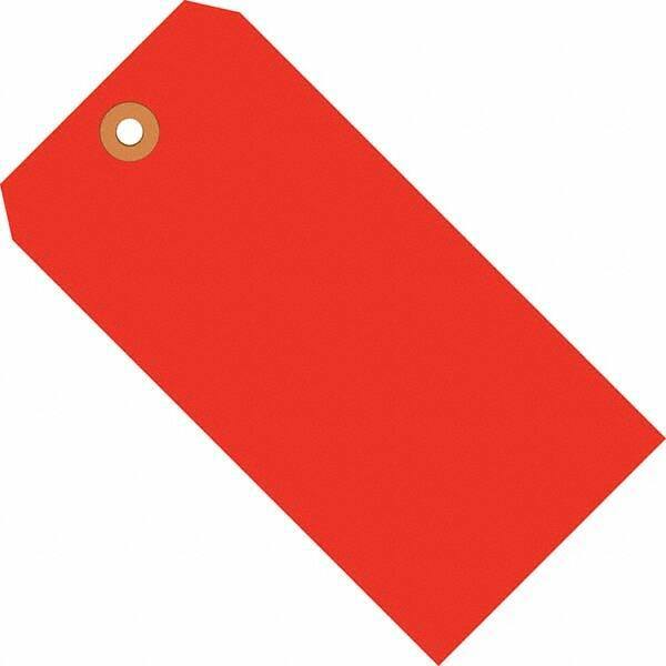 Made in USA - 5-3/4" High x 2-7/8" Long, Safety & Facility Blank Tag - Fluorescent Red Cardstock - USA Tool & Supply