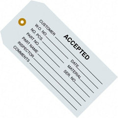 Made in USA - 4-3/4" High x 2-3/8" Long, ACCEPTED, English Safety & Facility Inspection Tag - Blue Cardstock - USA Tool & Supply