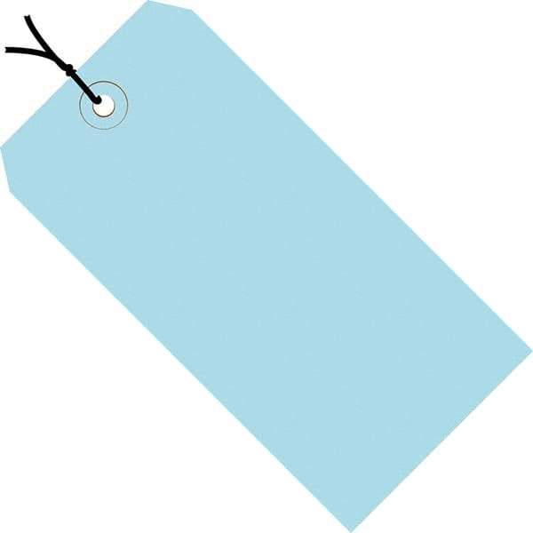 Made in USA - 4-3/4" High x 2-3/8" Long, Safety & Facility Blank Tag - Light Blue Cardstock - USA Tool & Supply