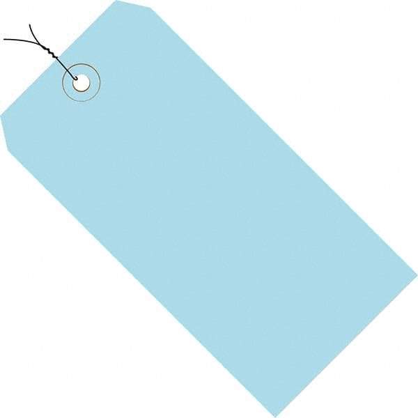Made in USA - 4-3/4" High x 2-3/8" Long, Safety & Facility Blank Tag - Light Blue Cardstock - USA Tool & Supply