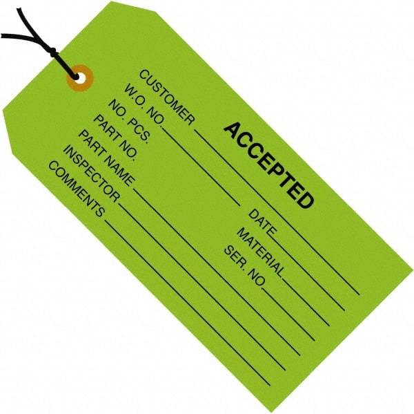 Made in USA - 4-3/4" High x 2-3/8" Long, Safety & Facility Blank Tag - Green Cardstock - USA Tool & Supply