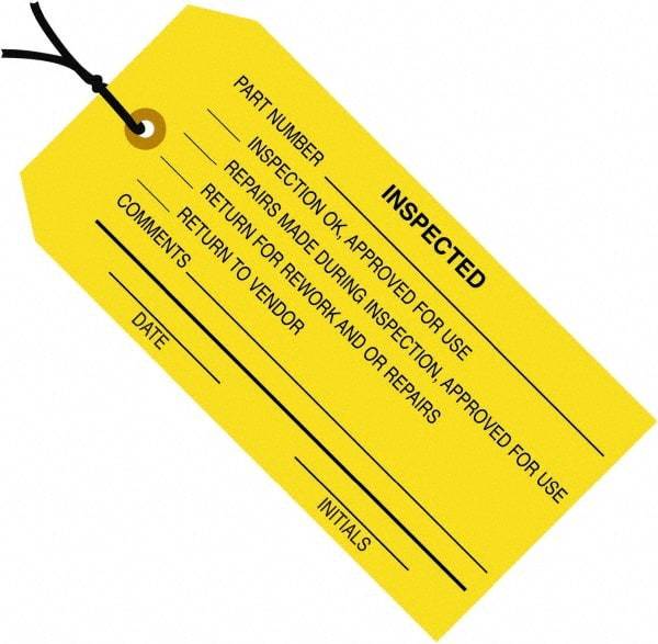 Made in USA - 4-3/4" High x 2-3/8" Long, Safety & Facility Blank Tag - Yellow Cardstock - USA Tool & Supply