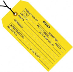 Made in USA - 4-3/4" High x 2-3/8" Long, Safety & Facility Blank Tag - Yellow Cardstock - USA Tool & Supply