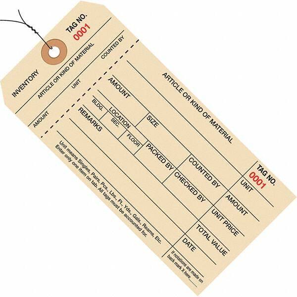 Made in USA - 6-1/4" High x 3-1/8" Long, Inventory, English Safety & Facility Numbered Tag - Manila Cardstock - USA Tool & Supply