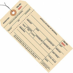 Made in USA - 6-1/4" High x 3-1/8" Long, Inventory, English Safety & Facility Numbered Tag - Manila Cardstock - USA Tool & Supply