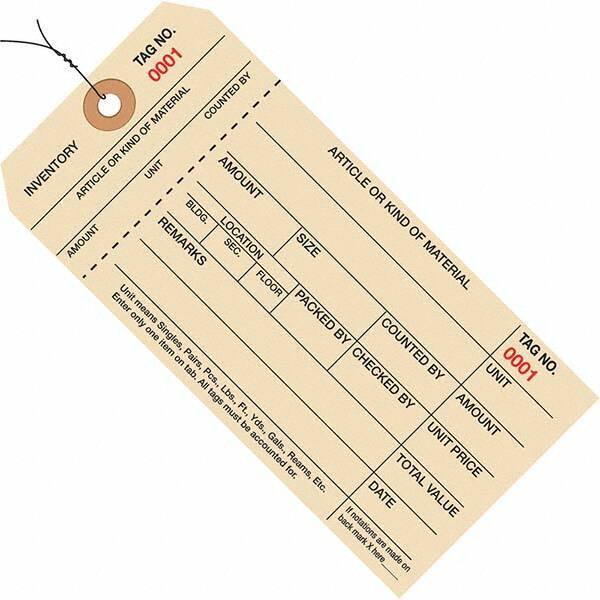 Made in USA - 6-1/4" High x 3-1/8" Long, Inventory, English Safety & Facility Numbered Tag - Manila Cardstock - USA Tool & Supply