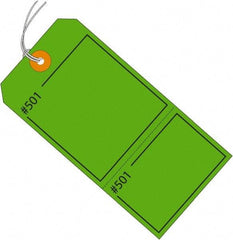 Made in USA - 4-3/4" High x 2-3/8" Long, Numbered, English Safety & Facility Retail Tag - Green Cardstock - USA Tool & Supply
