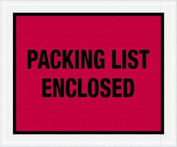 Value Collection - 500 Piece, 10" Long x 12" Wide, Packing List Envelope - Packing List Enclosed, Red - USA Tool & Supply