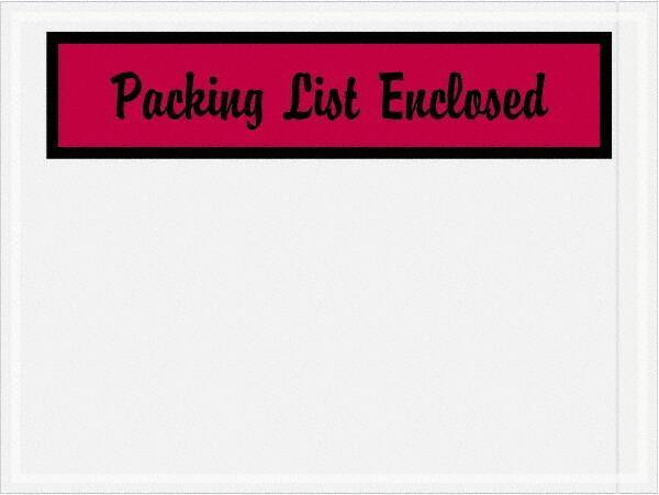 Value Collection - 1,000 Piece, 4-1/2" Long x 6" Wide, Packing List Envelope - Packing List Enclosed, Red - USA Tool & Supply