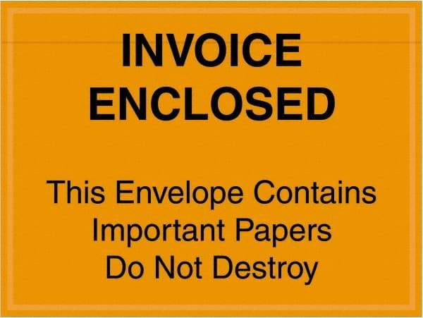 Value Collection - 1,000 Piece, 4-1/2" Long x 6" Wide, Packing List Envelope - Important Papers Enclosed, Orange - USA Tool & Supply