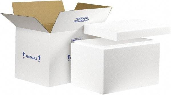 Made in USA - 12" Wide x 19" Long x 12-1/2" High Rectangle Insulated Box - 1 Wall, White - USA Tool & Supply
