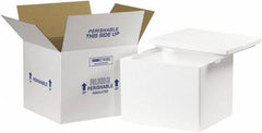 Made in USA - 10" Wide x 12" Long x 9" High Rectangle Insulated Box - 1 Wall, White - USA Tool & Supply