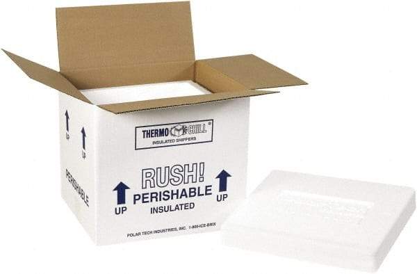 Made in USA - 8-1/4" Wide x 10-1/2" Long x 9-1/4" High Rectangle Insulated Box - 1 Wall, White - USA Tool & Supply