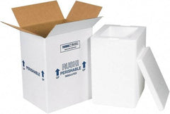 Made in USA - 6" Wide x 8" Long x 12" High Rectangle Insulated Box - 1 Wall, White - USA Tool & Supply