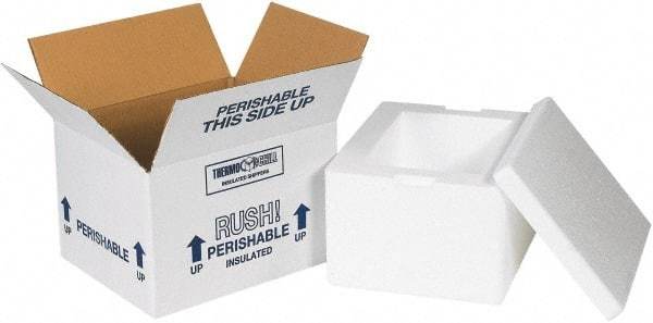 Made in USA - 6" Wide x 8" Long x 4-1/8" High Rectangle Insulated Box - 1 Wall, White - USA Tool & Supply
