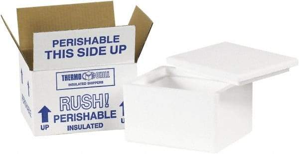 Made in USA - 4-1/2" Wide x 6" Long x 3" High Rectangle Insulated Box - 1 Wall, White - USA Tool & Supply