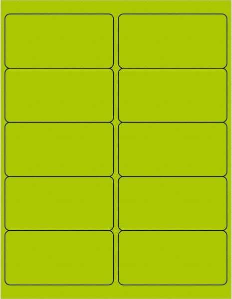 Tape Logic - 4" Long, Fluorescent Green Paper Laser Label - For Laser Printers - USA Tool & Supply